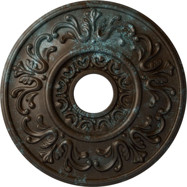 Ekena Millwork Valletta Ceiling Medallion (Fits Canopies up to 3 1/2"), 18"OD x 3 1/2"ID x 1"P, Bronze Blue Patina CM18VLBBS - main